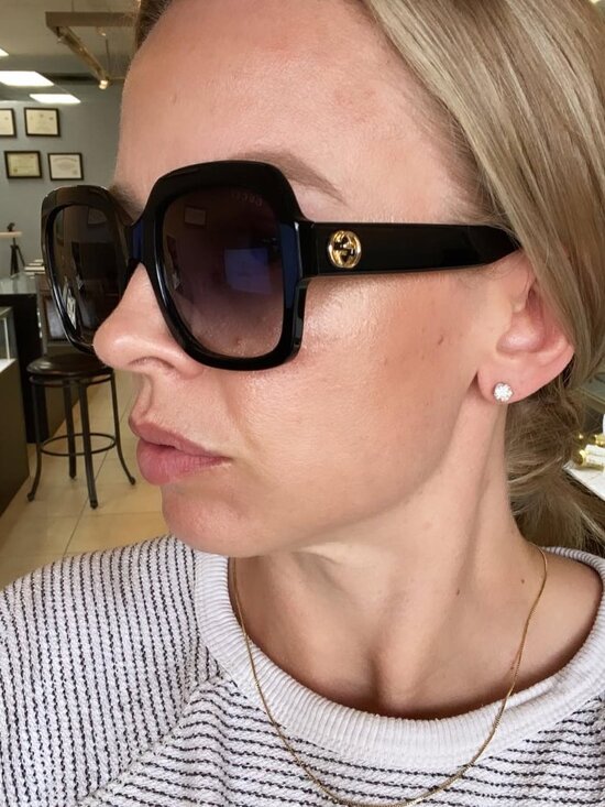 Gucci GG0036S 001 Women Square Sunglasses - Black / Grey main image 6